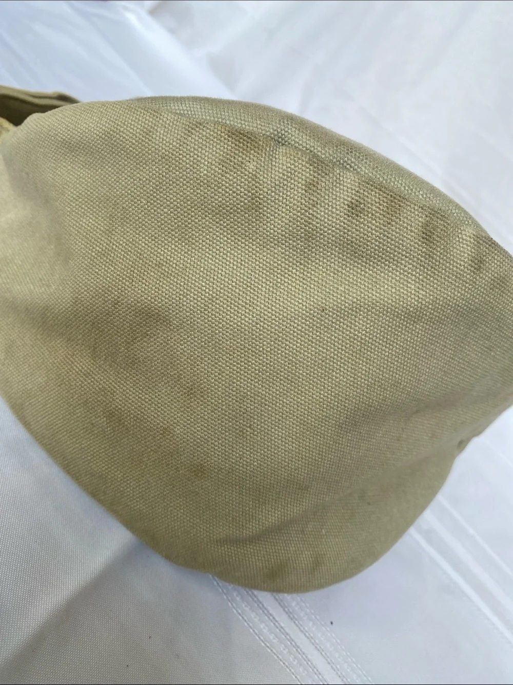 L.L. Bean Ameribag Khaki Canvas Sling Bag with Brown Leather Trim